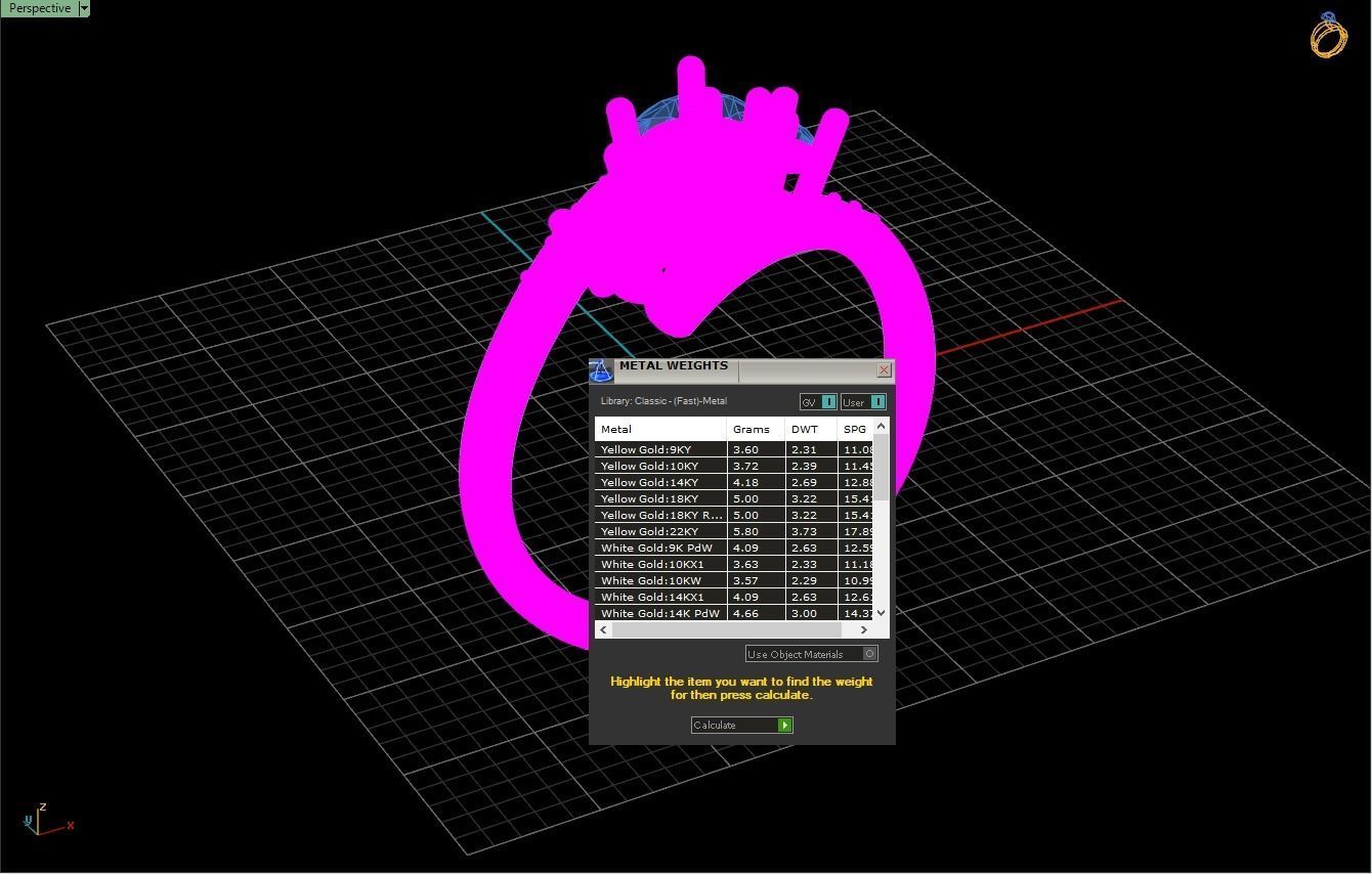 Bypass Ring with 3 big gems 3D print model_5