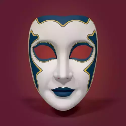 Woman Mardi Gras Mask Low-poly 3D model