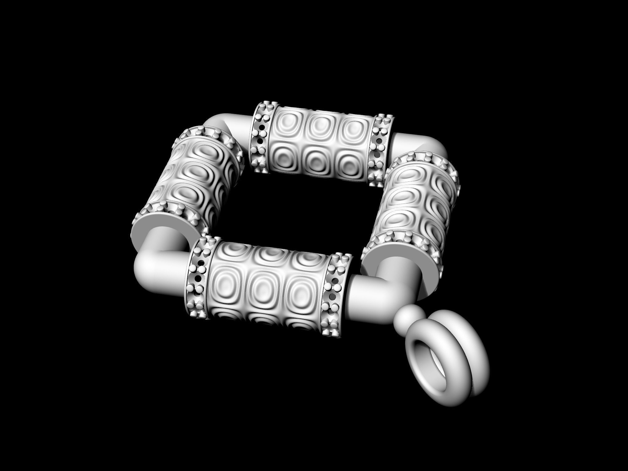 Textured poles pendant 3D print model_9