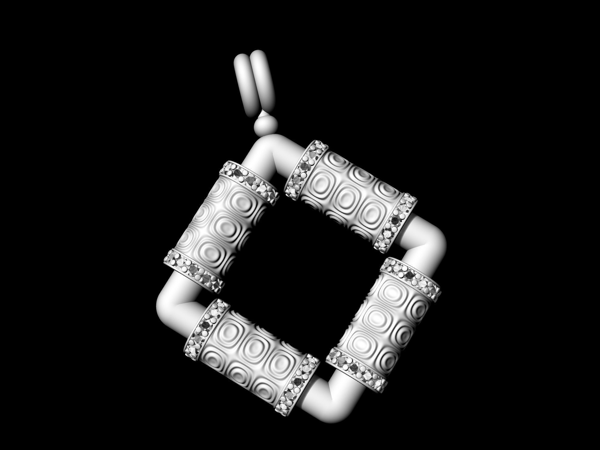 Textured poles pendant 3D print model_6