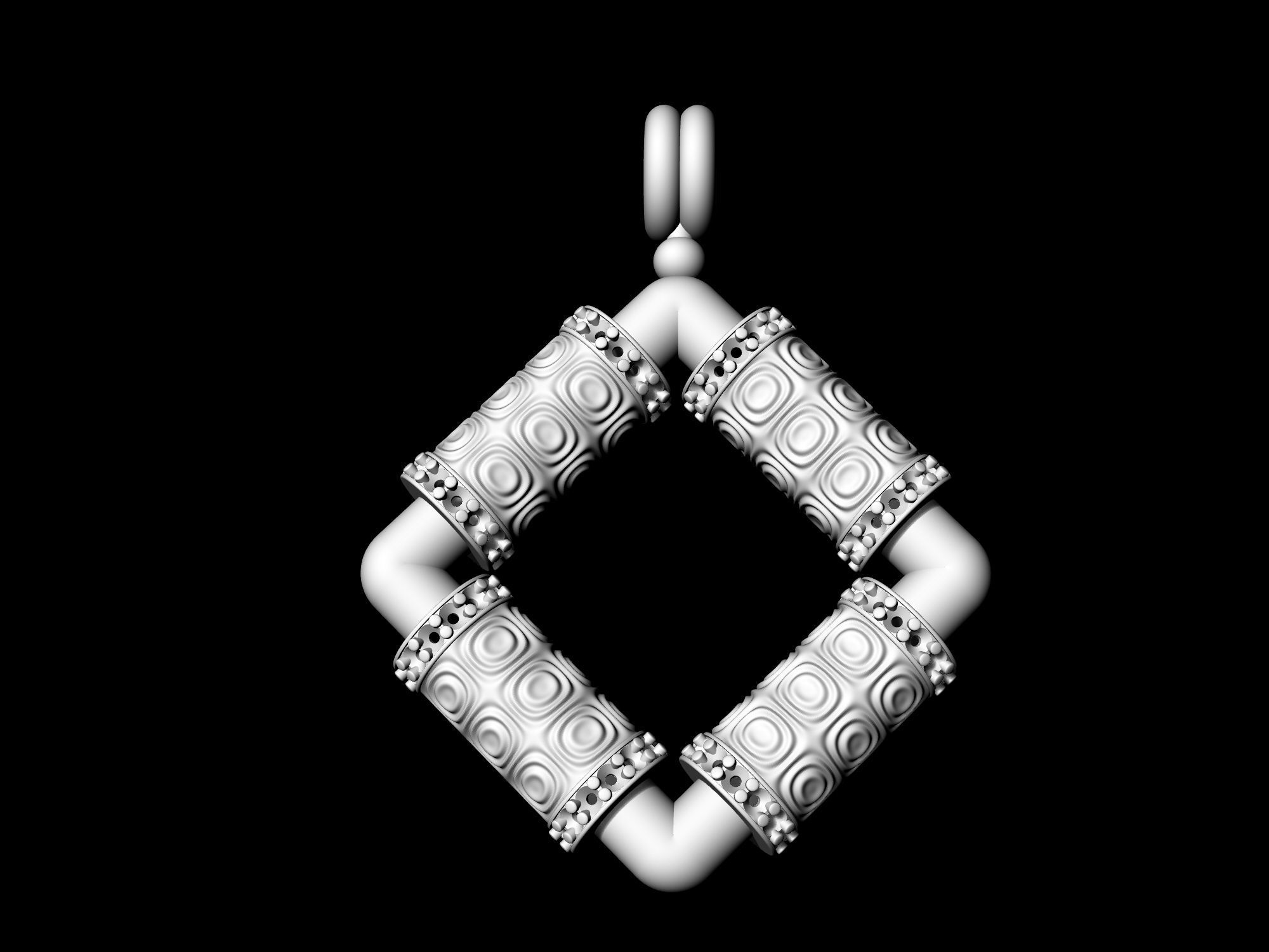 Textured poles pendant 3D print model_8