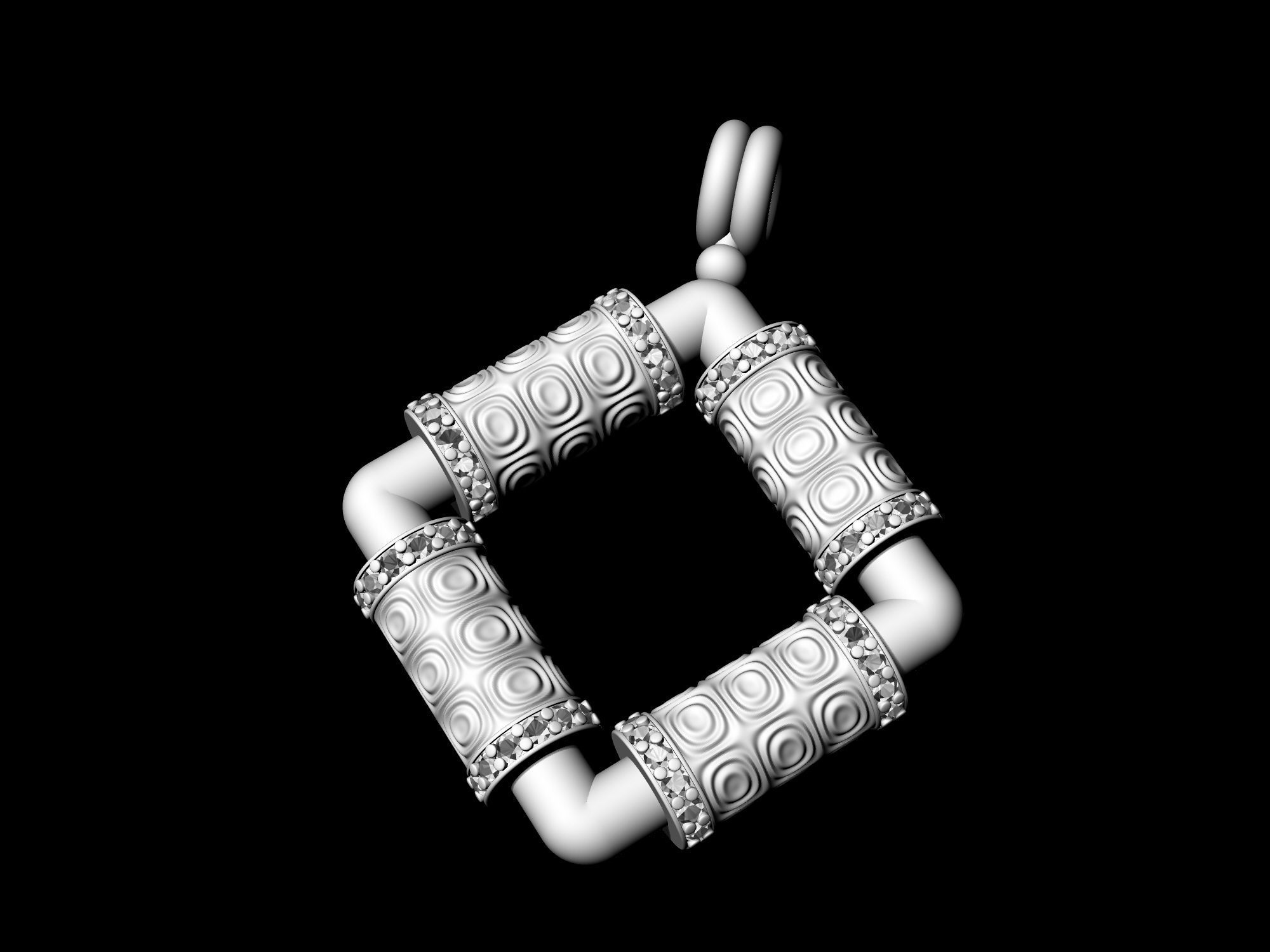 Textured poles pendant 3D print model_7