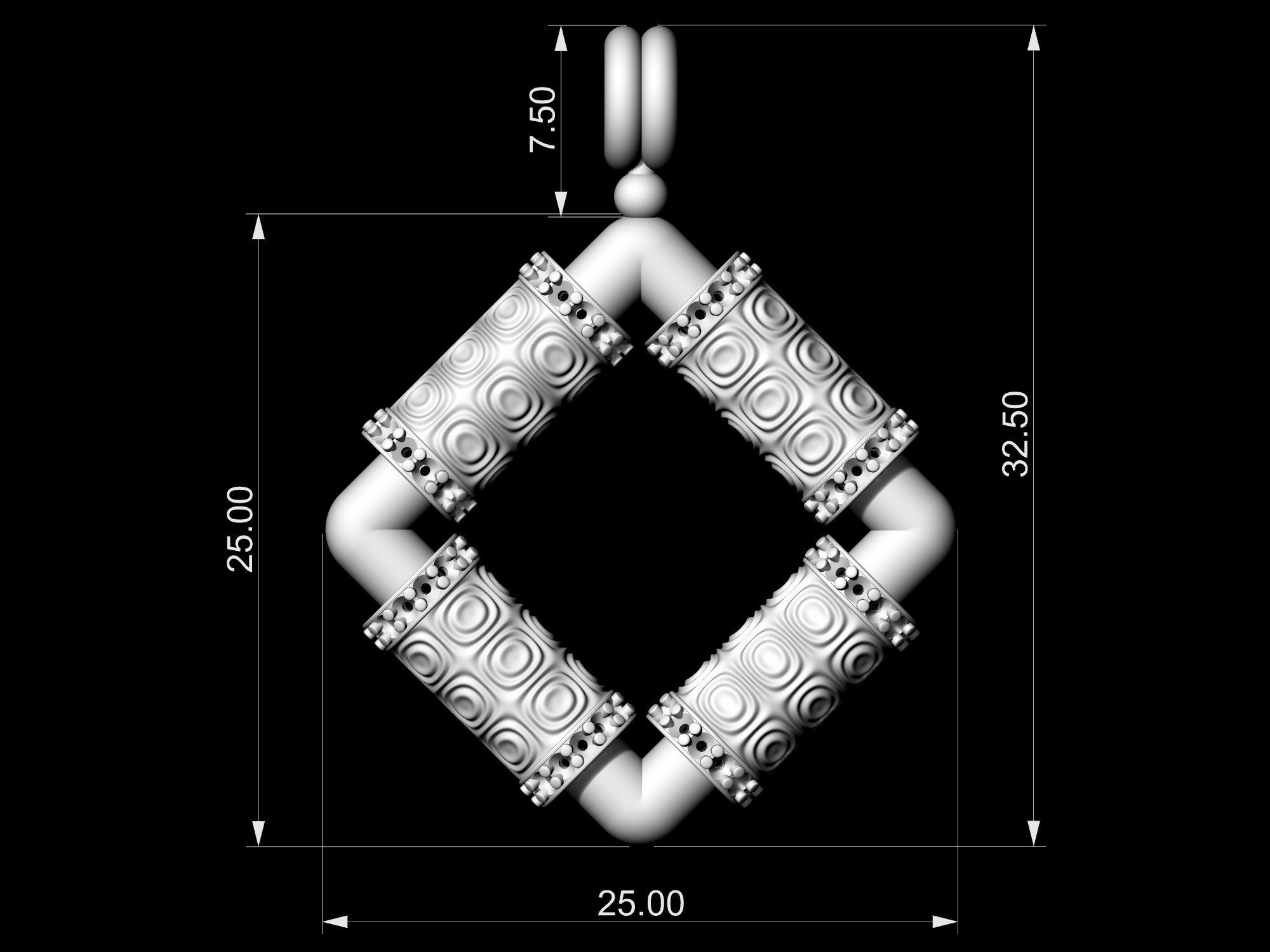 Textured poles pendant 3D print model_3