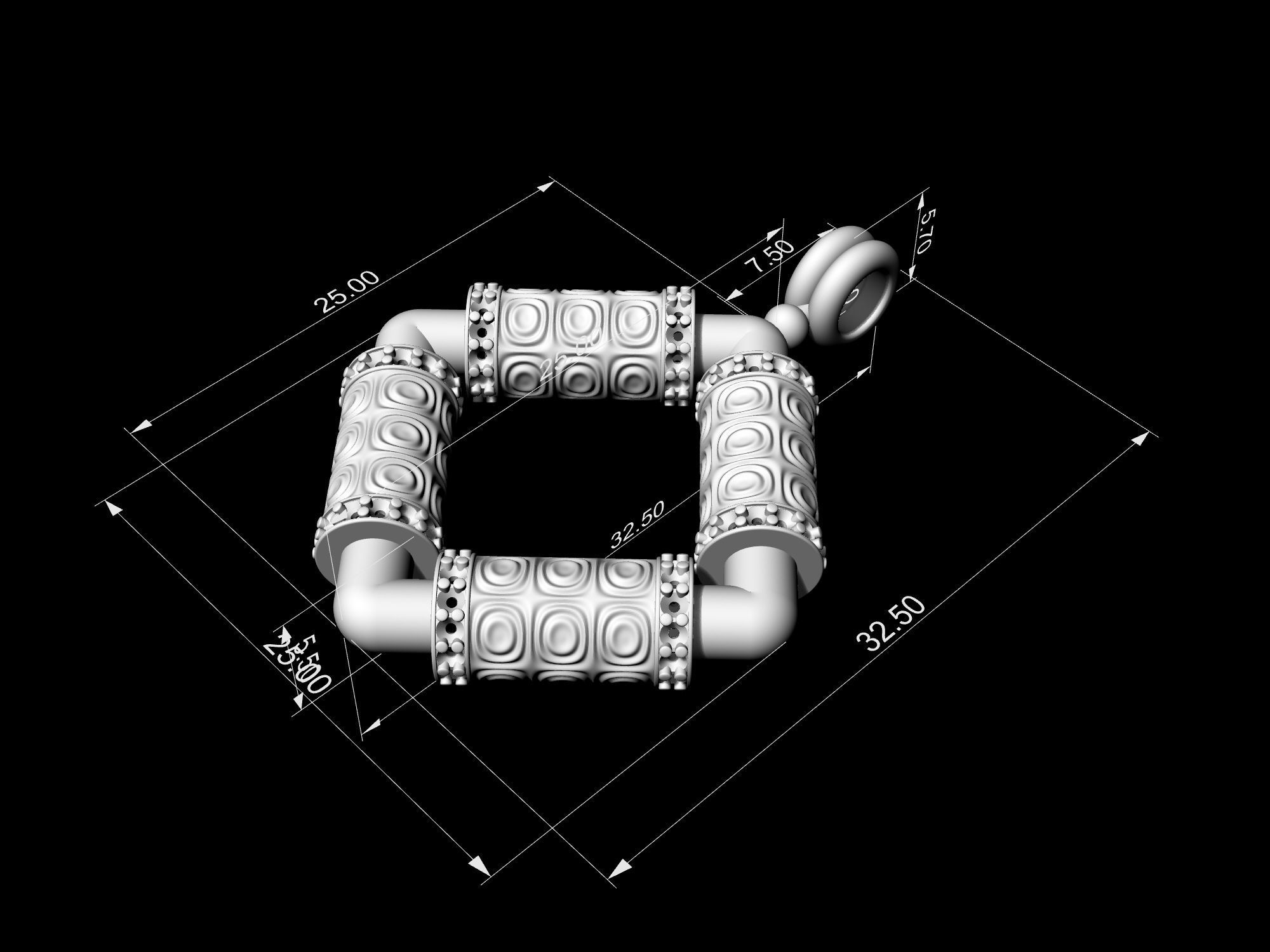 Textured poles pendant 3D print model_5