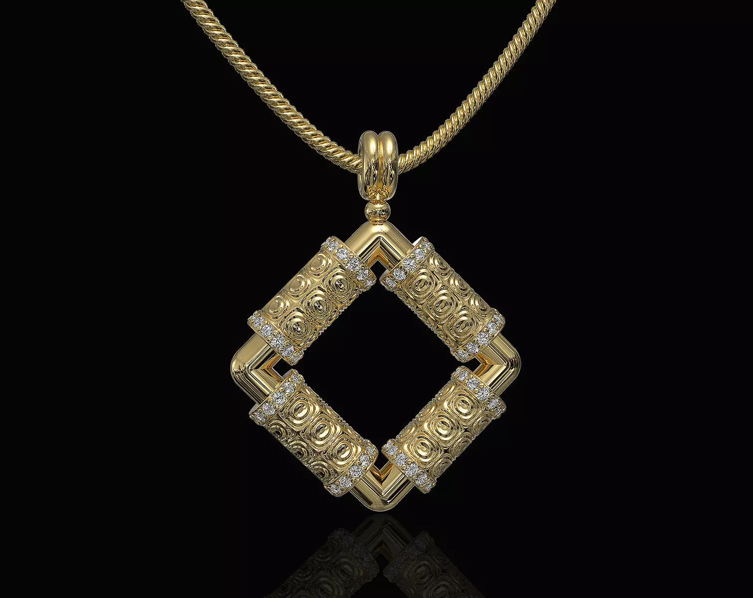 Textured poles pendant 3D print model_0