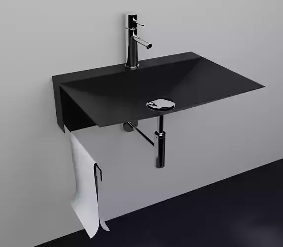Sink bathroom black Low-poly 3D model