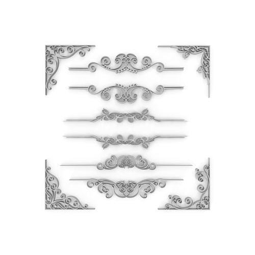 Ornate Swirls 02 Set 3D model