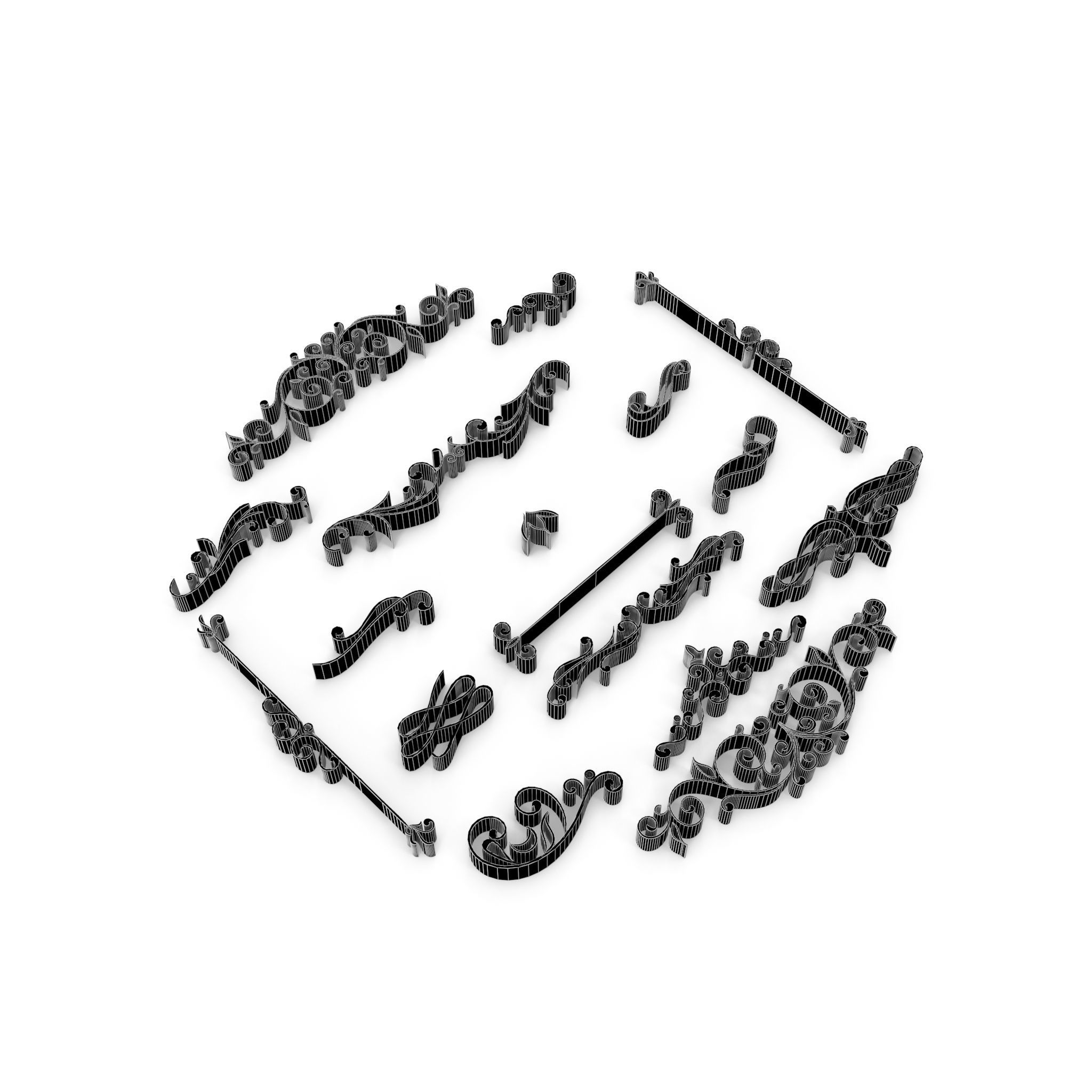 Ornate Swirls 03 Set  3D model_11