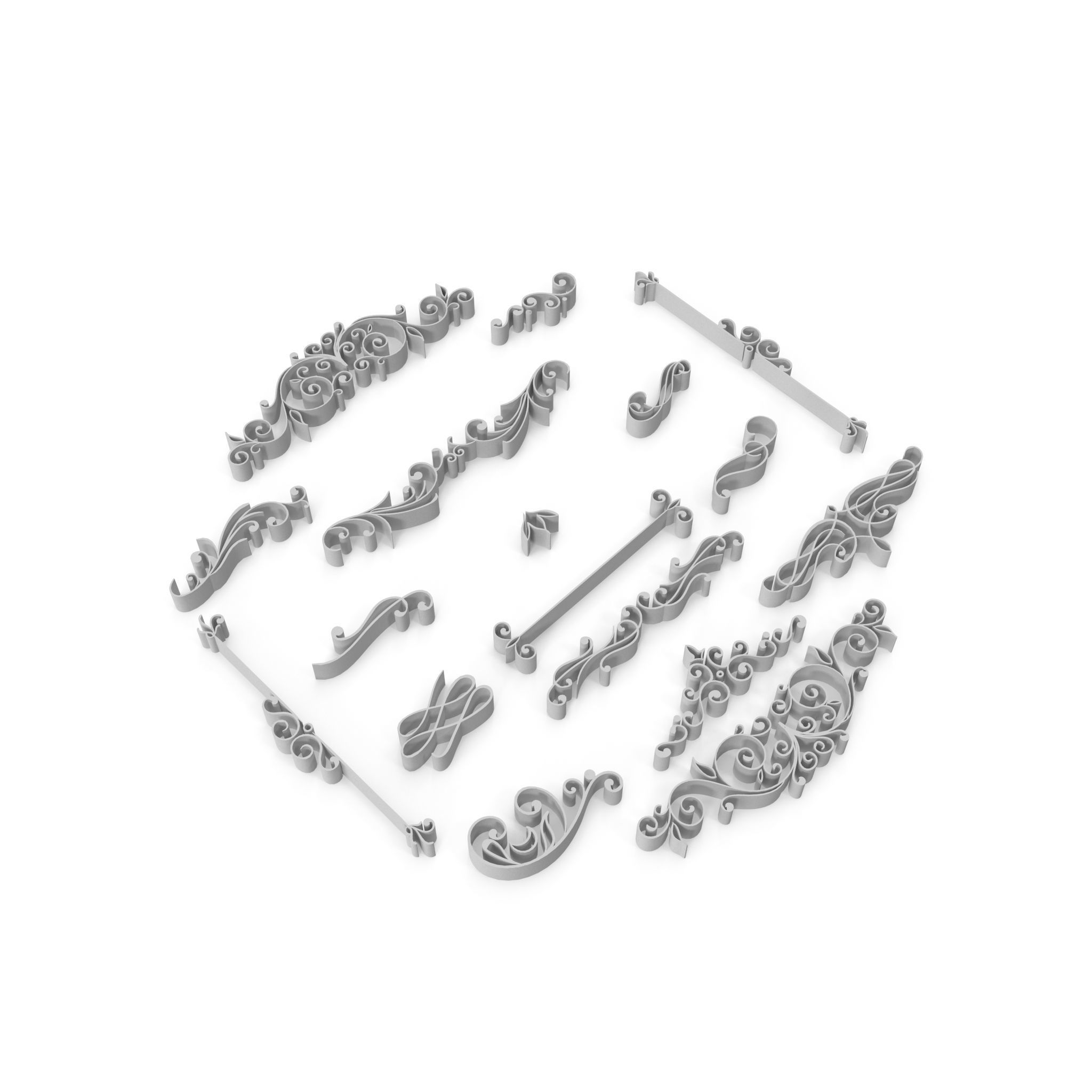 Ornate Swirls 03 Set  3D model_3