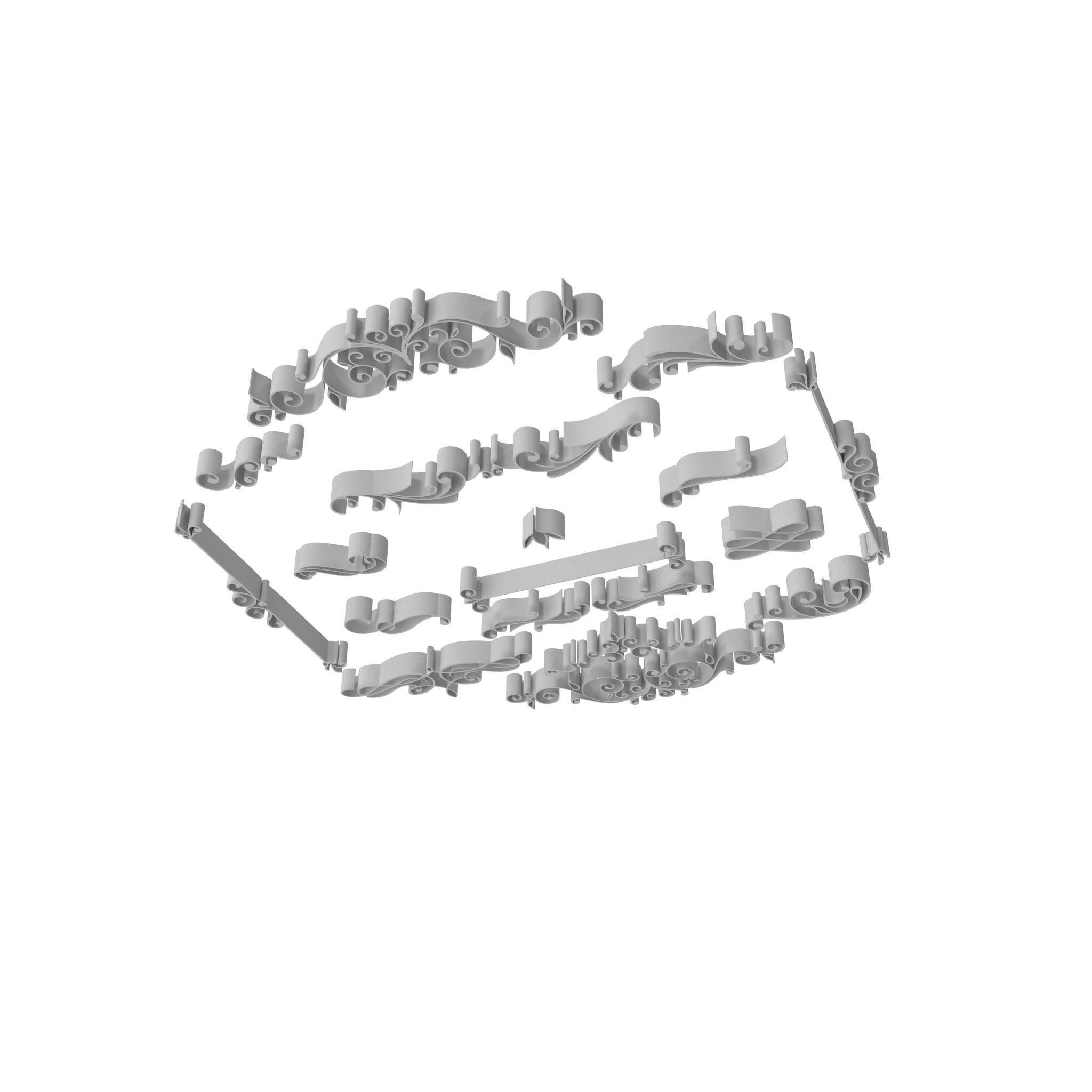 Ornate Swirls 03 Set  3D model_8