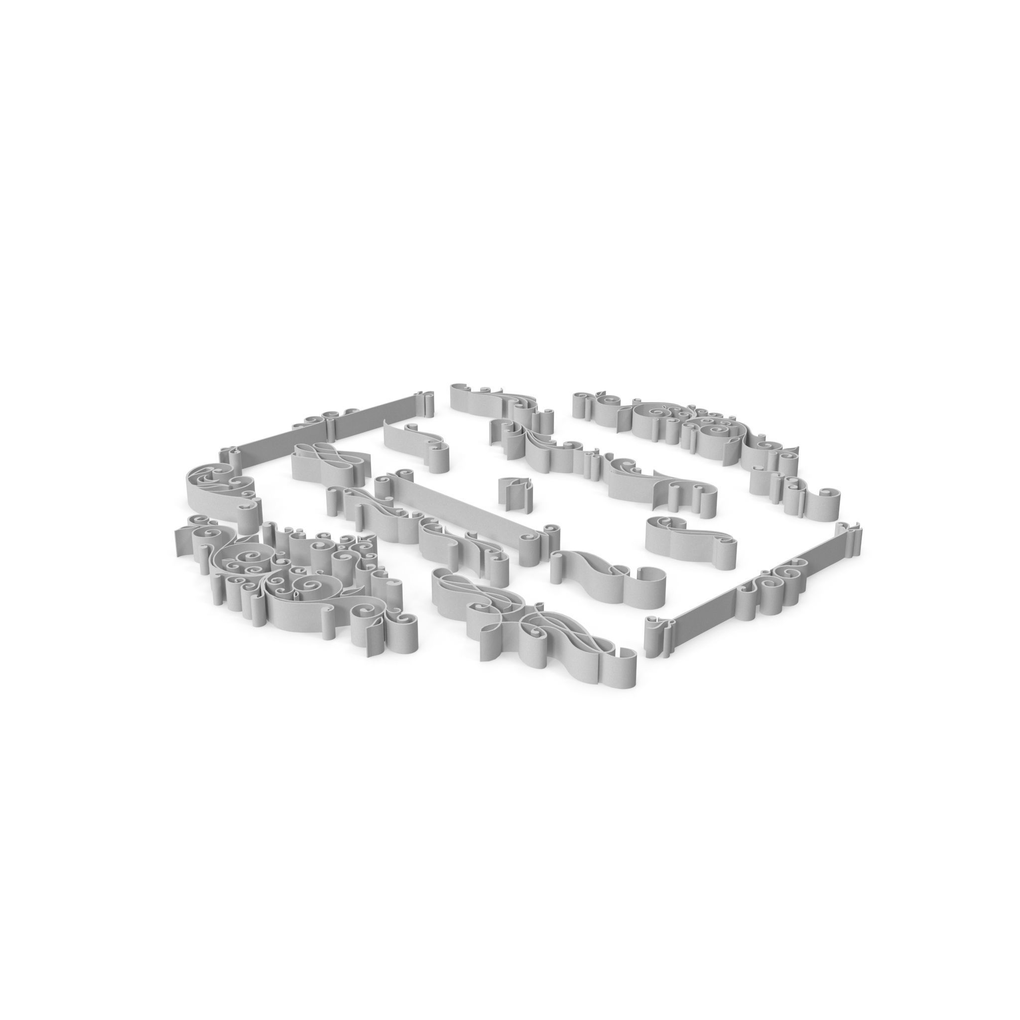 Ornate Swirls 03 Set  3D model_5