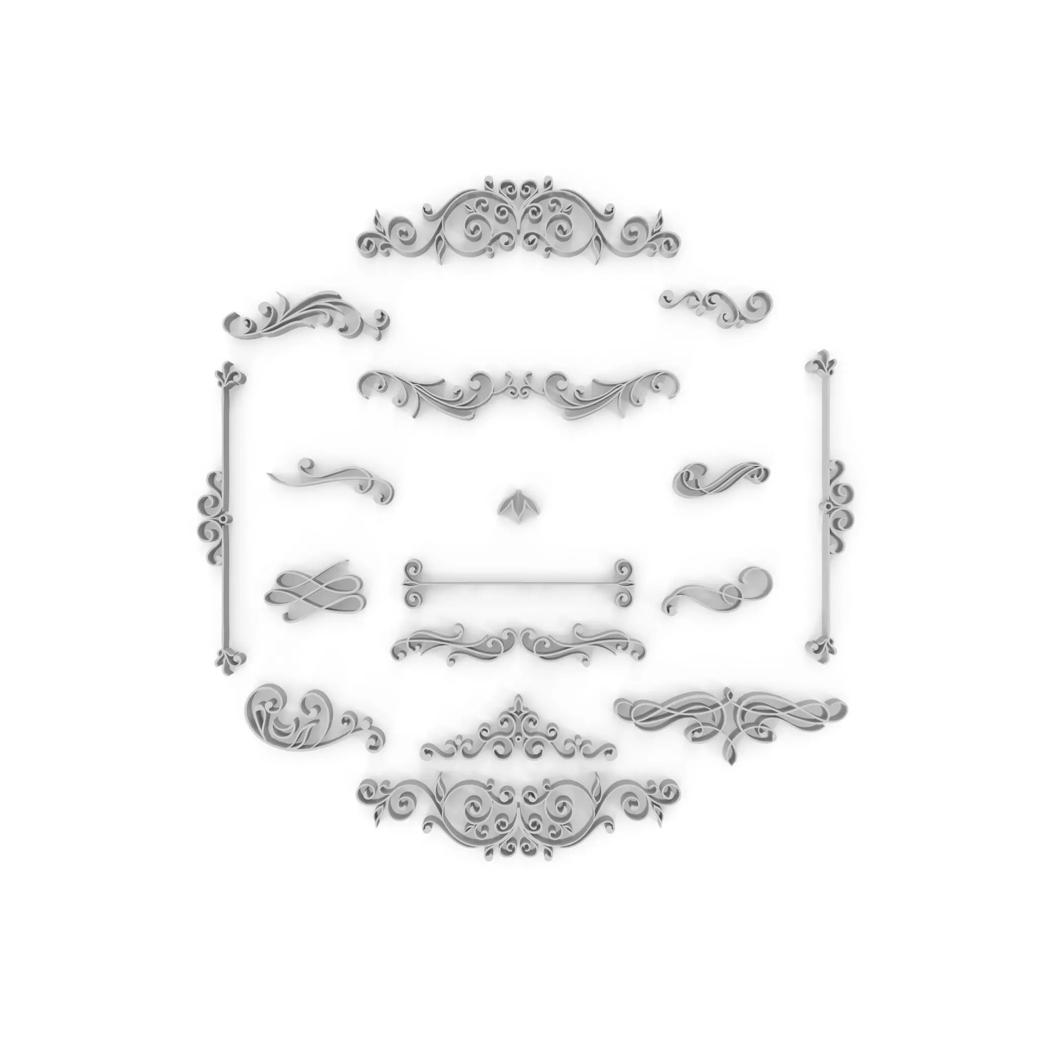 Ornate Swirls 03 Set  3D model_0