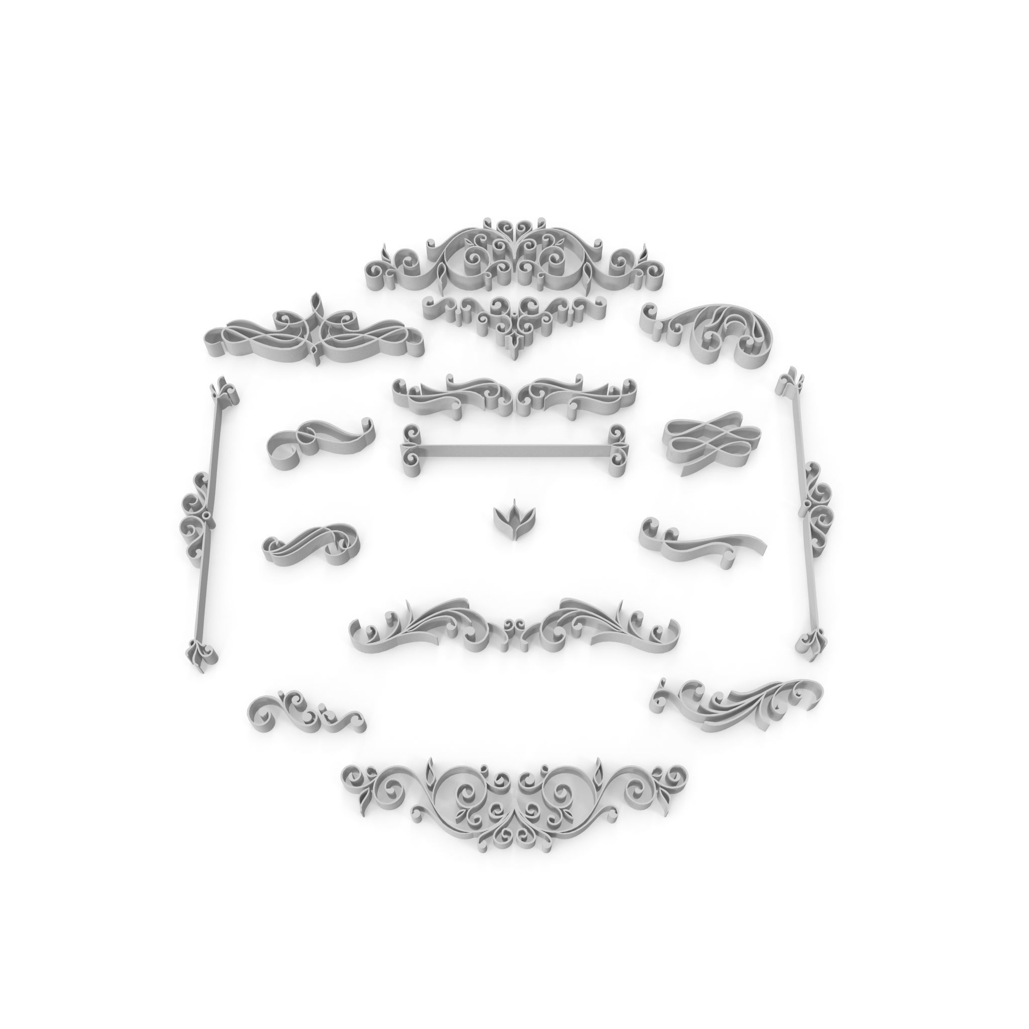 Ornate Swirls 03 Set  3D model_2