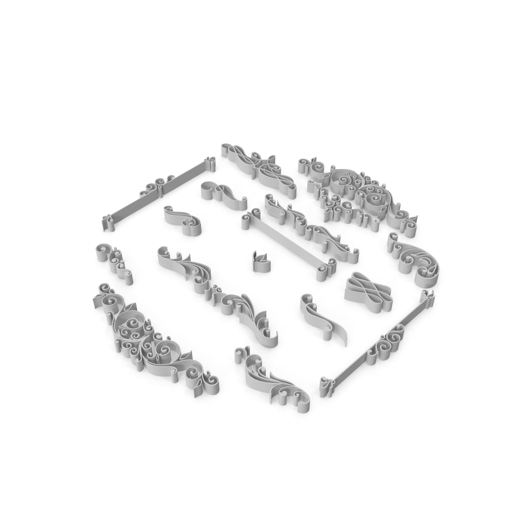 Ornate Swirls 03 Set  3D model_4