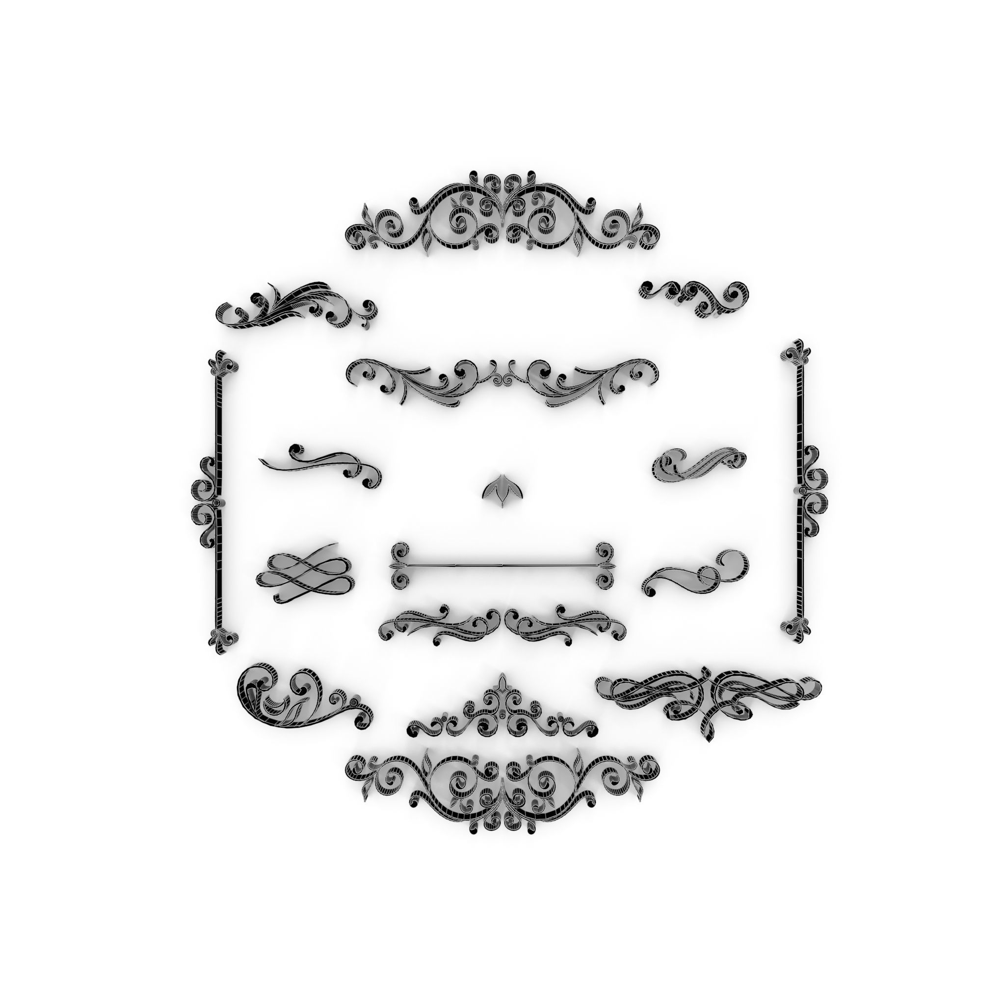 Ornate Swirls 03 Set  3D model_9