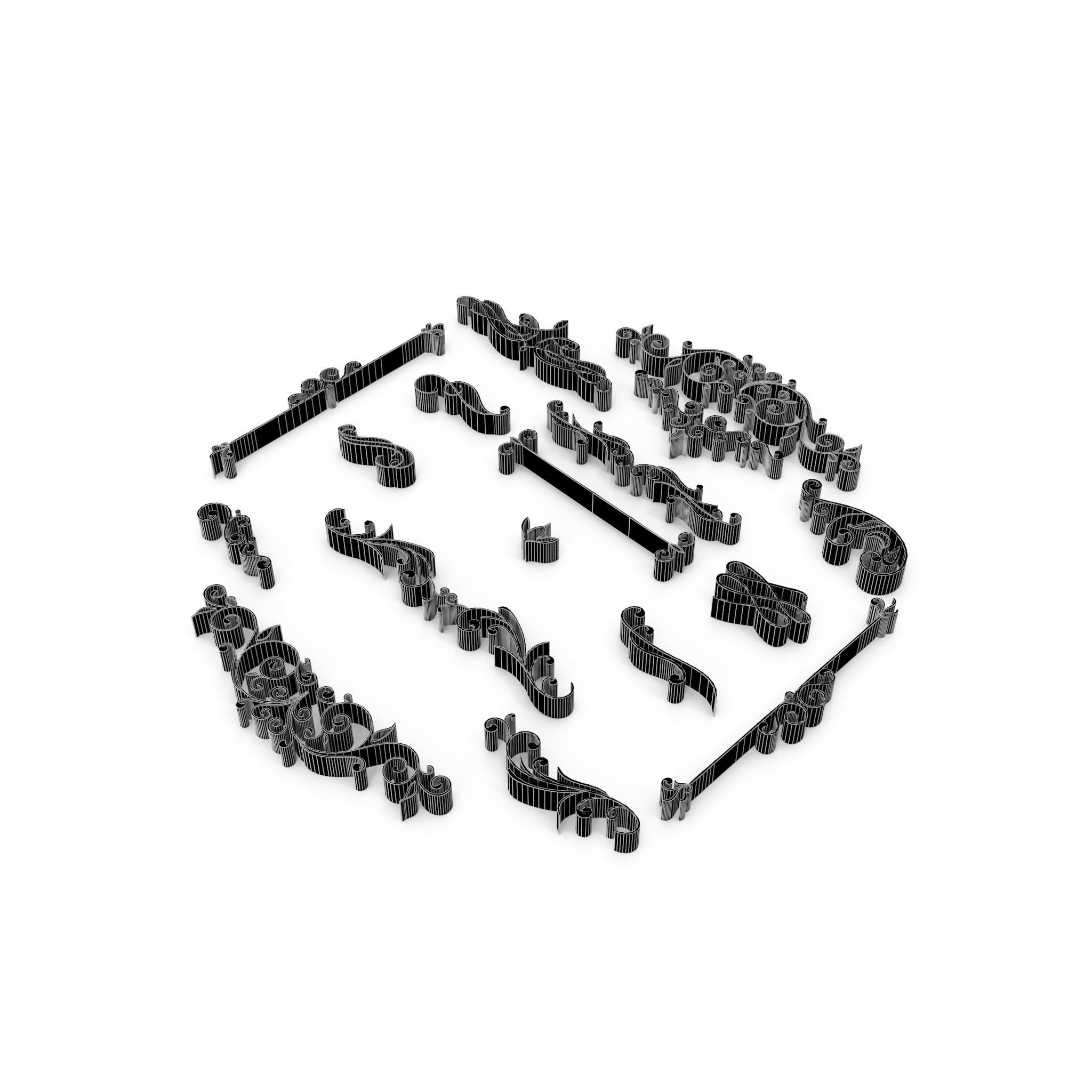 Ornate Swirls 03 Set  3D model_12