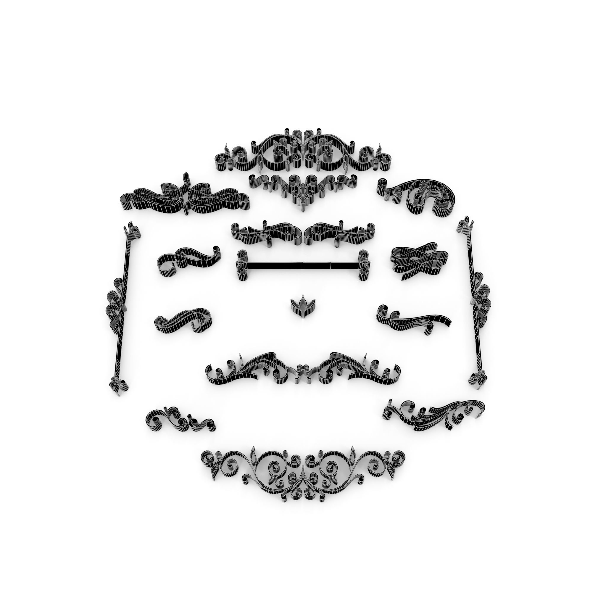 Ornate Swirls 03 Set  3D model_10