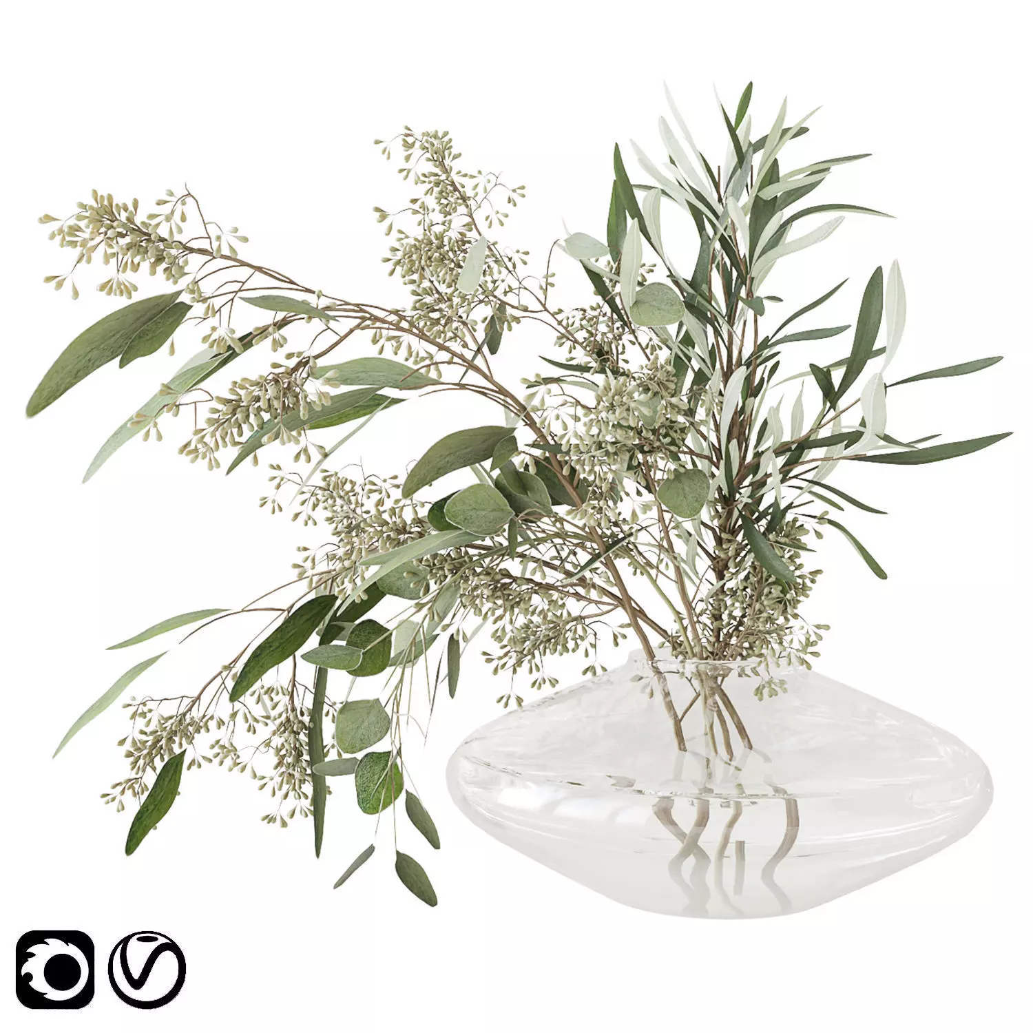 Eucalyptus bouquet 3D model_0