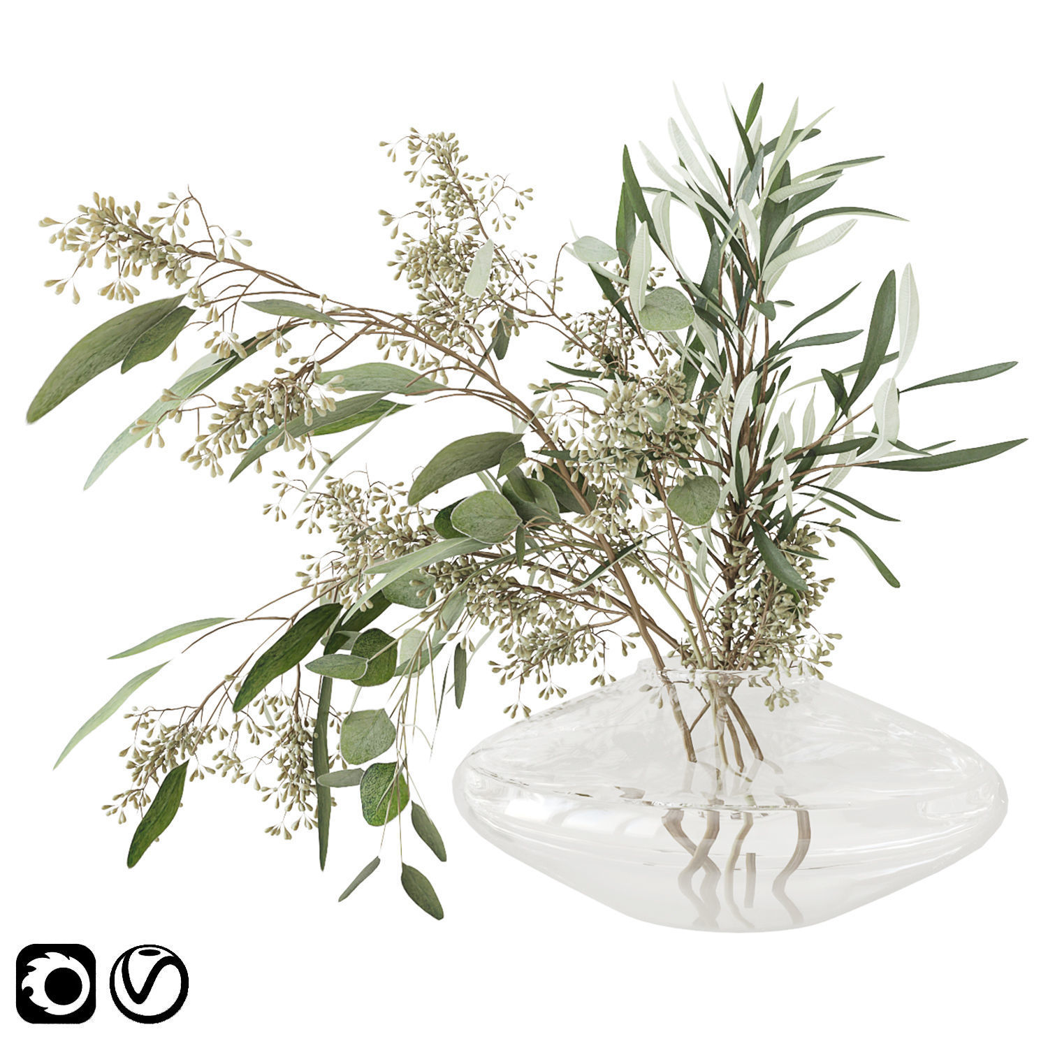 Eucalyptus bouquet 3D model_7