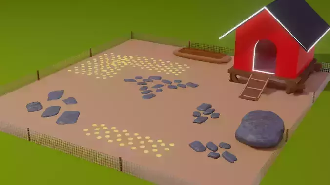 Chicken Farm Low-poly 3D model