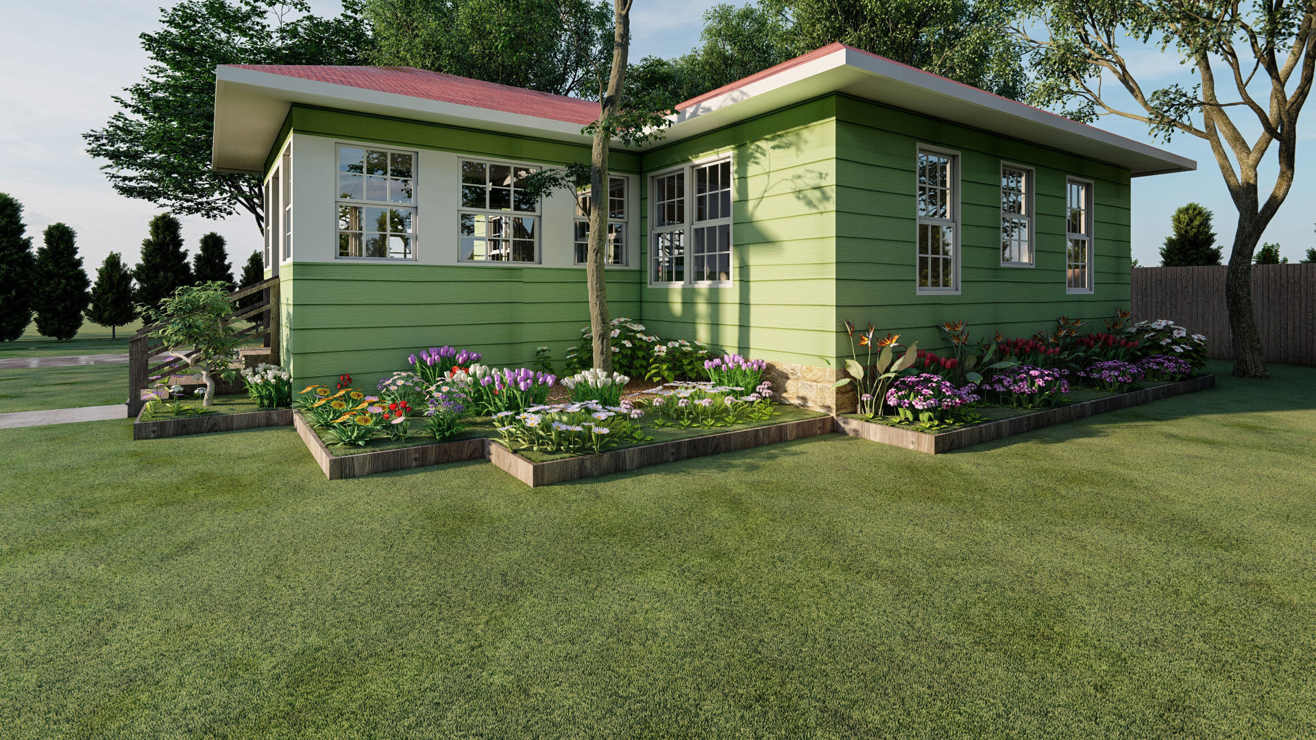 Modern house with planter box render in lumion 3D model_4