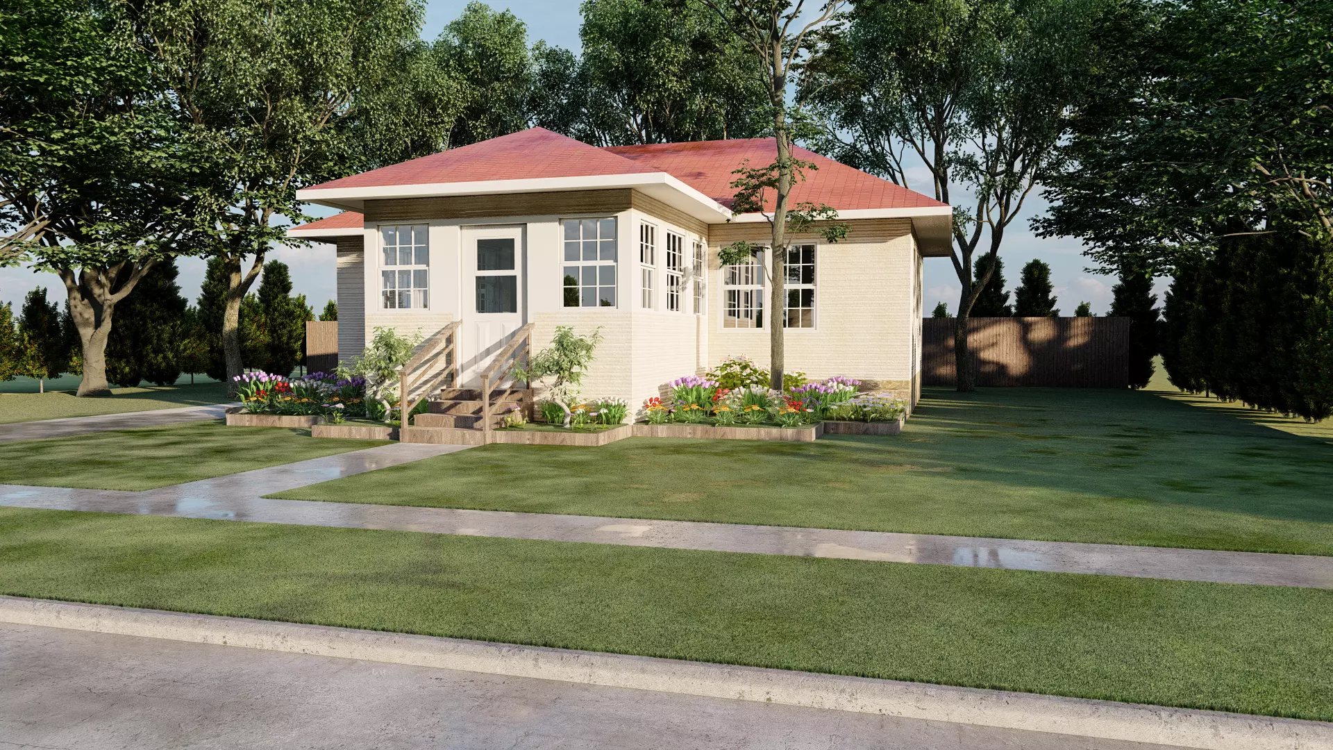 Modern house with planter box render in lumion 3D model_0