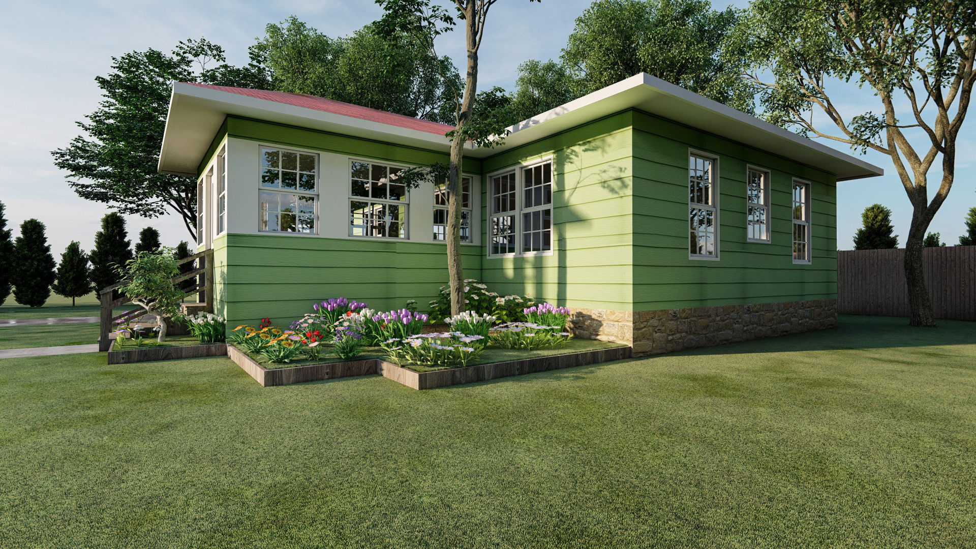 Modern house with planter box render in lumion 3D model_2