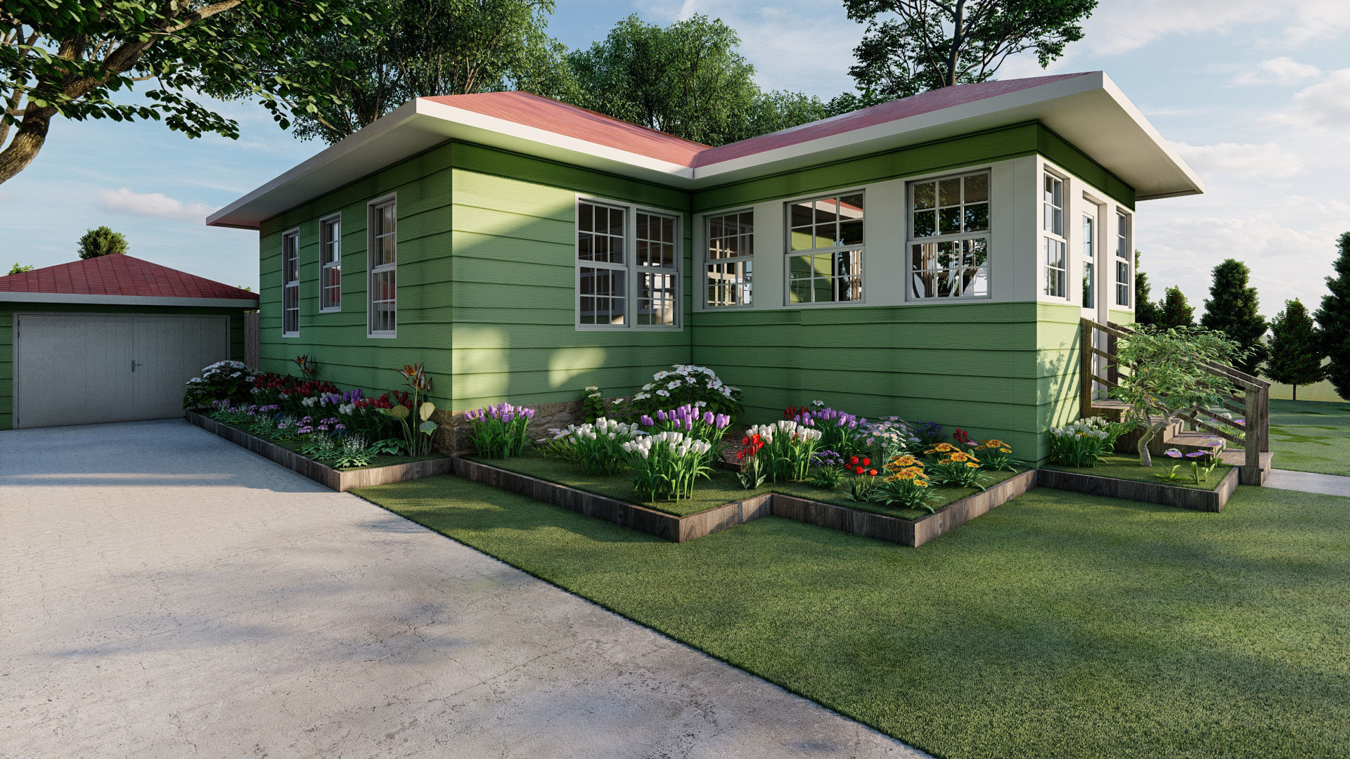 Modern house with planter box render in lumion 3D model_5