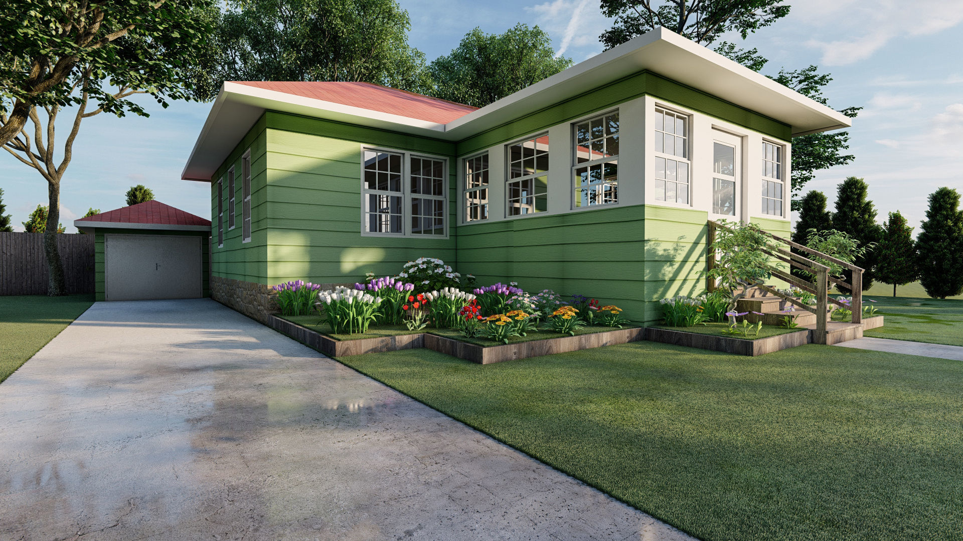 Modern house with planter box render in lumion 3D model_3