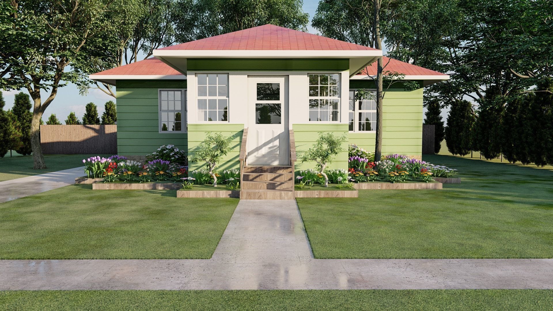 Modern house with planter box render in lumion 3D model_1