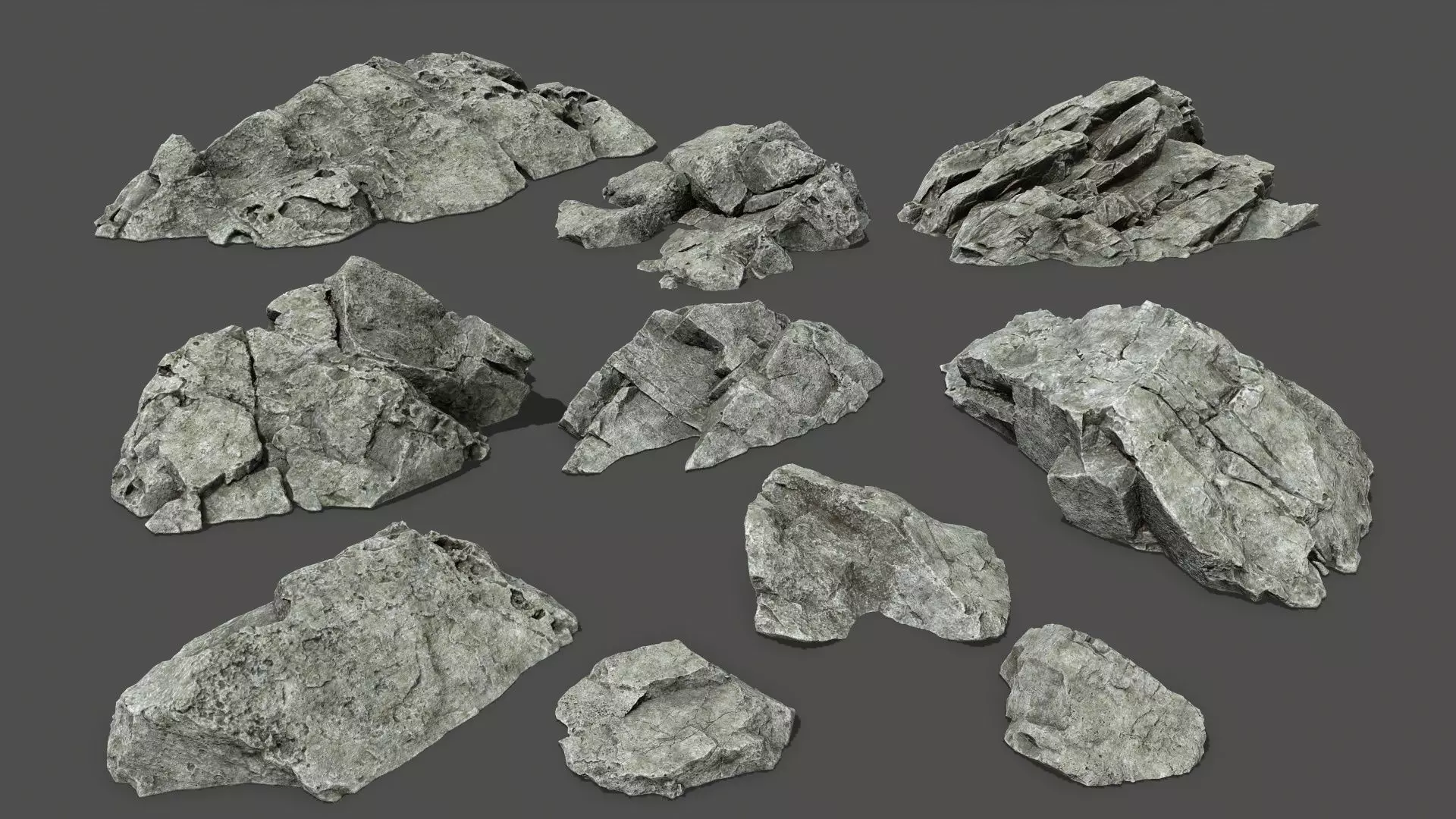 rock set 4 piece of Low-poly 3D model_0
