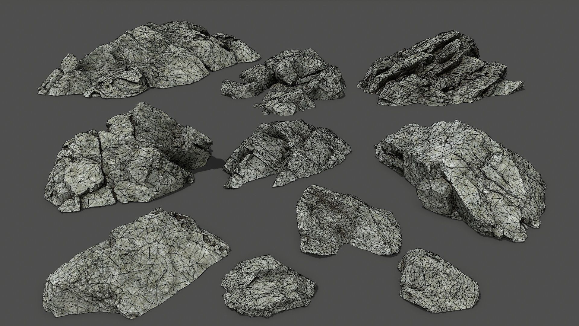 rock set 4 piece of Low-poly 3D model_23