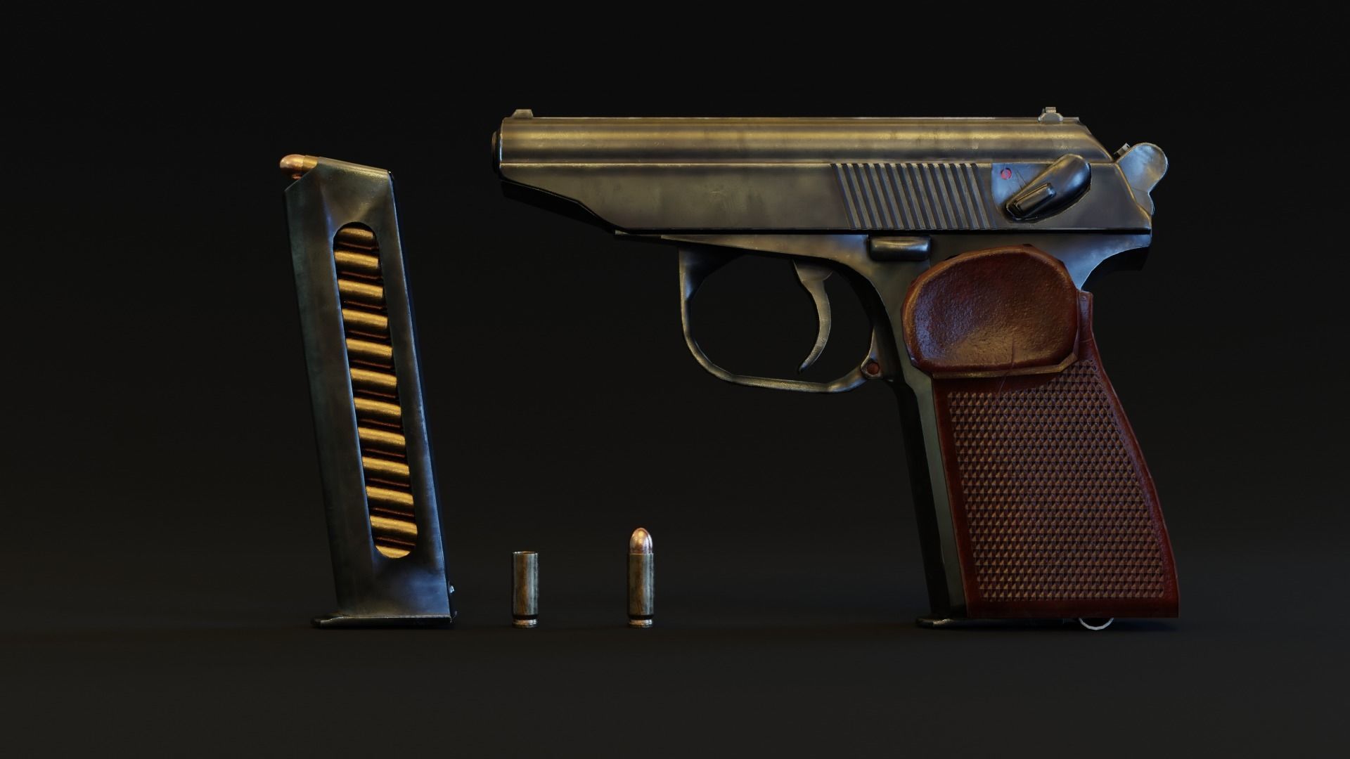 Makarov Gun - Asset Low-poly 3D model_4