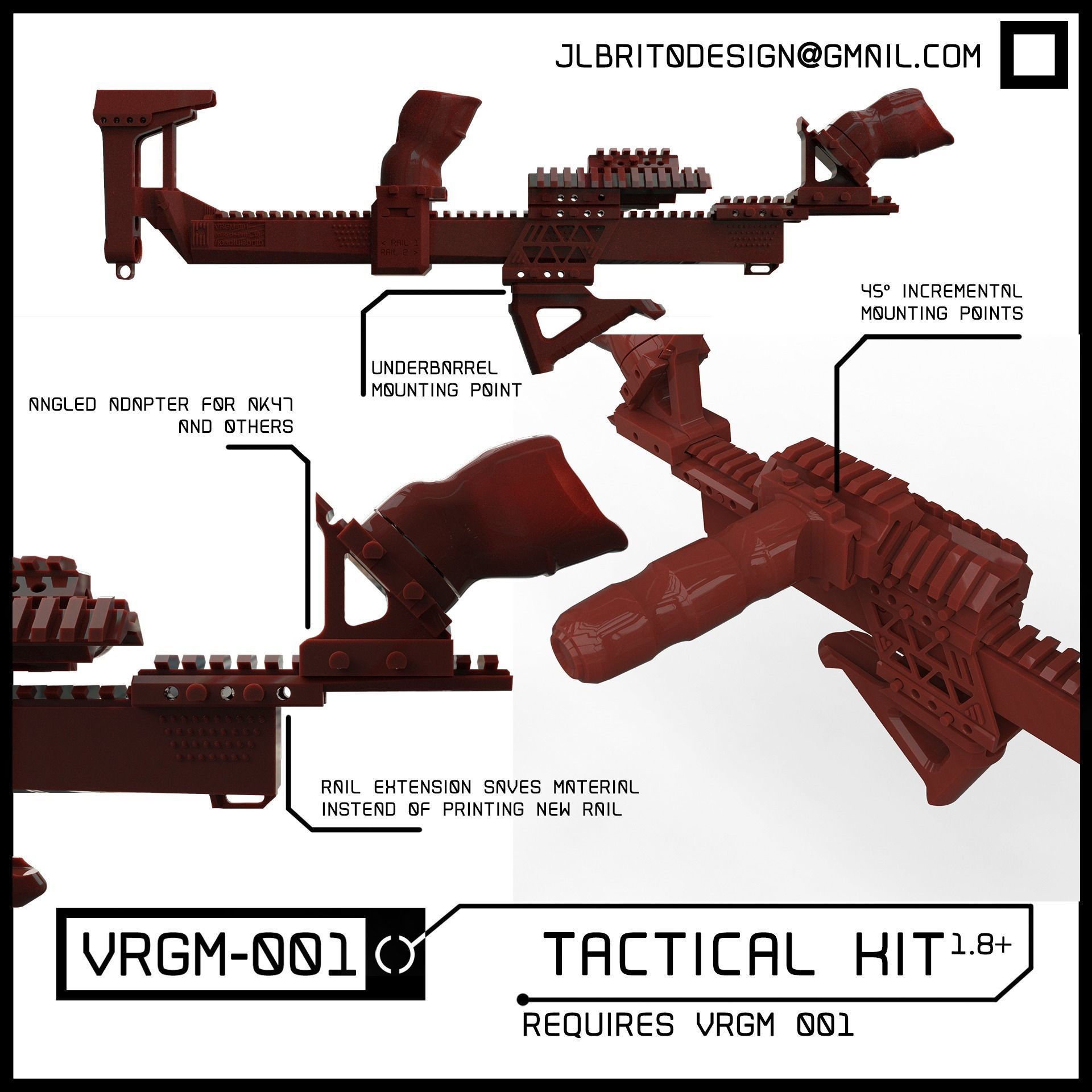 VRGM 001 Tactical Kit for Oculus Vive Odyssey WMR 3D print model_1