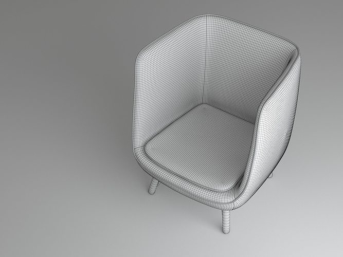 Armchair 04 pink 3D model 6