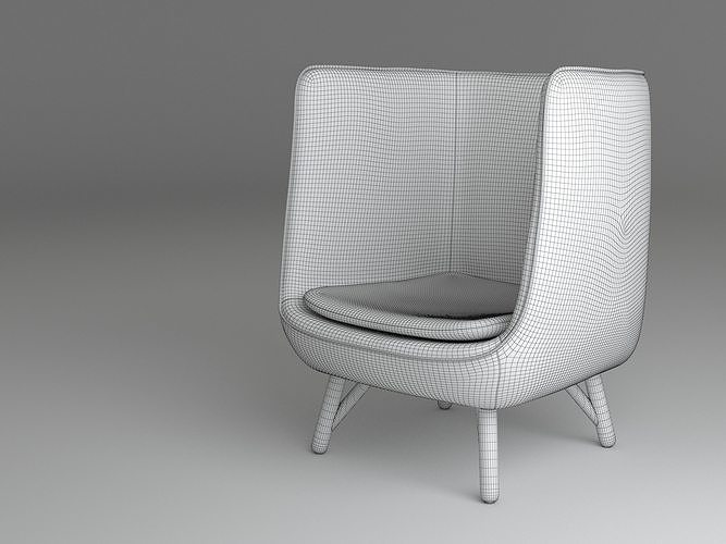 Armchair 04 pink 3D model 4