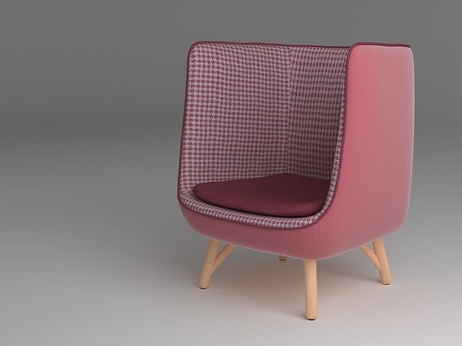 Armchair 04 pink 3D model 3