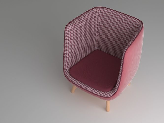 Armchair 04 pink 3D model 5