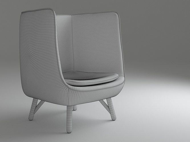Armchair 04 pink 3D model 2