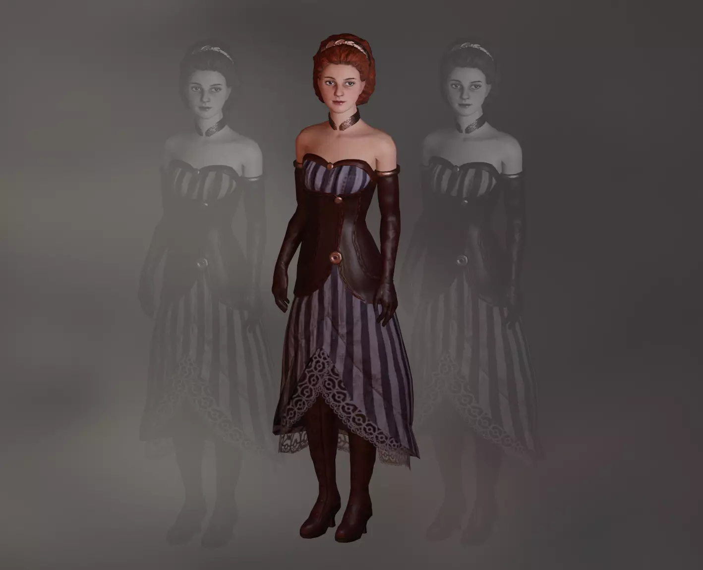 Lillian woman in dress Low-poly 3D model