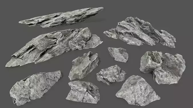 rock set 3 Low-poly 3D model