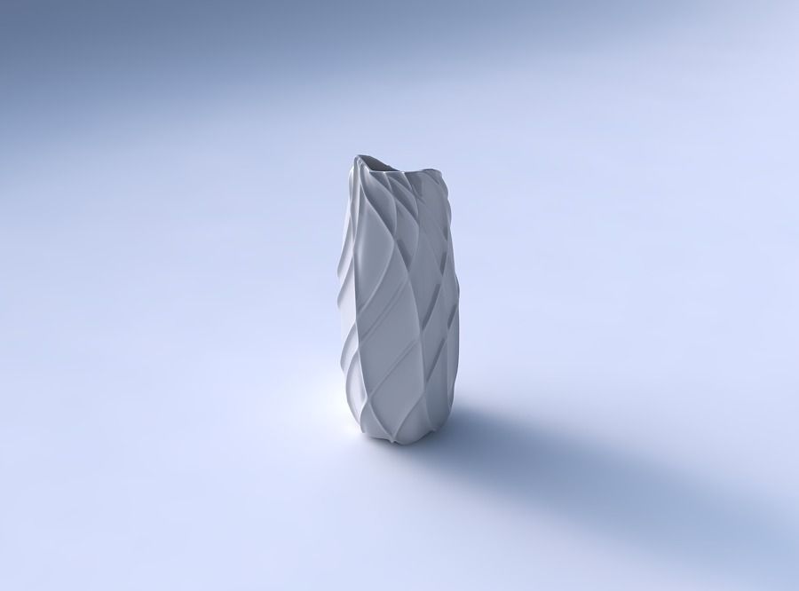 Vase arc hexagon with wavy sparse extruded lines 3D print model_3