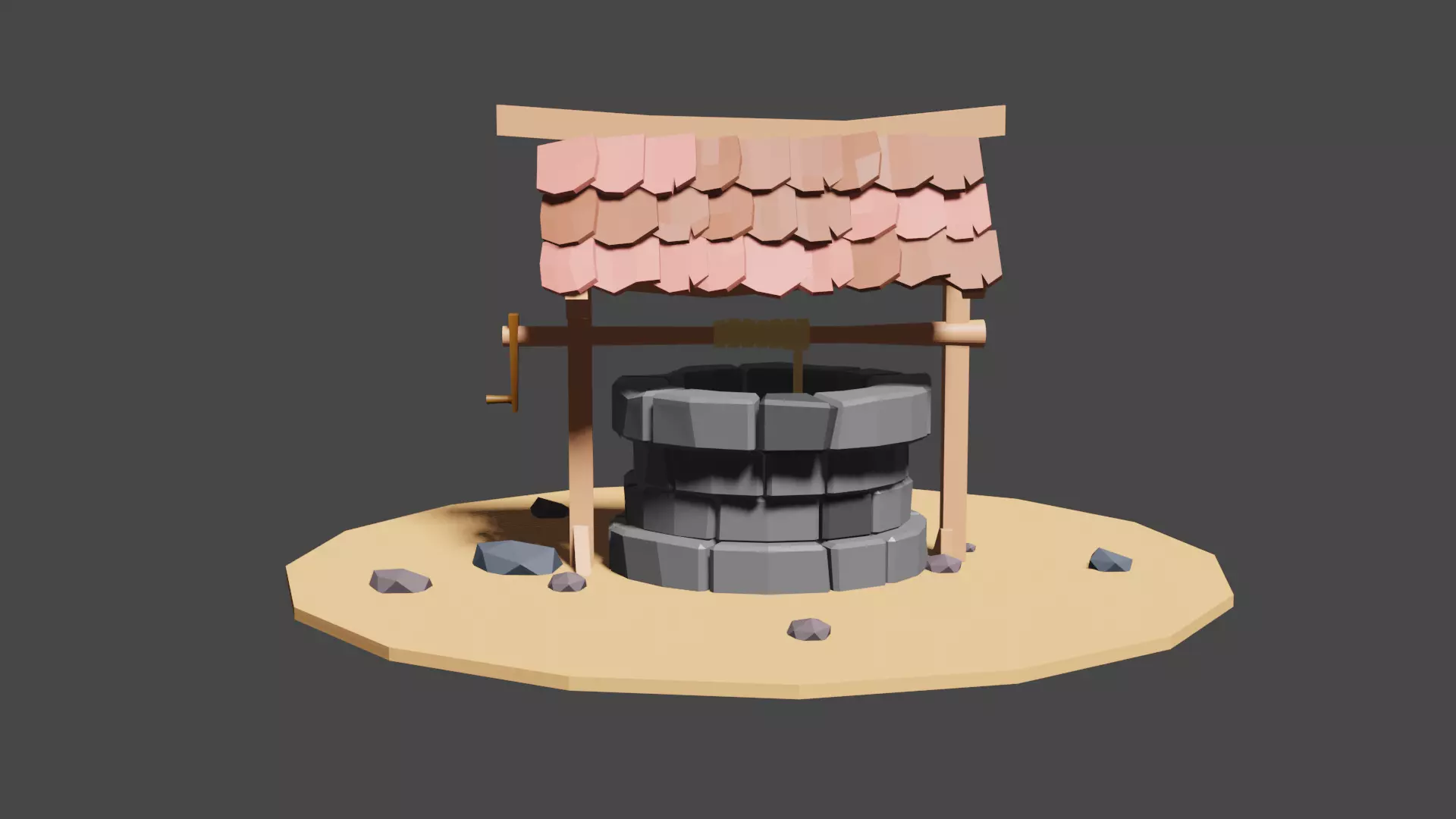 low poly well water Free low-poly 3D model_0