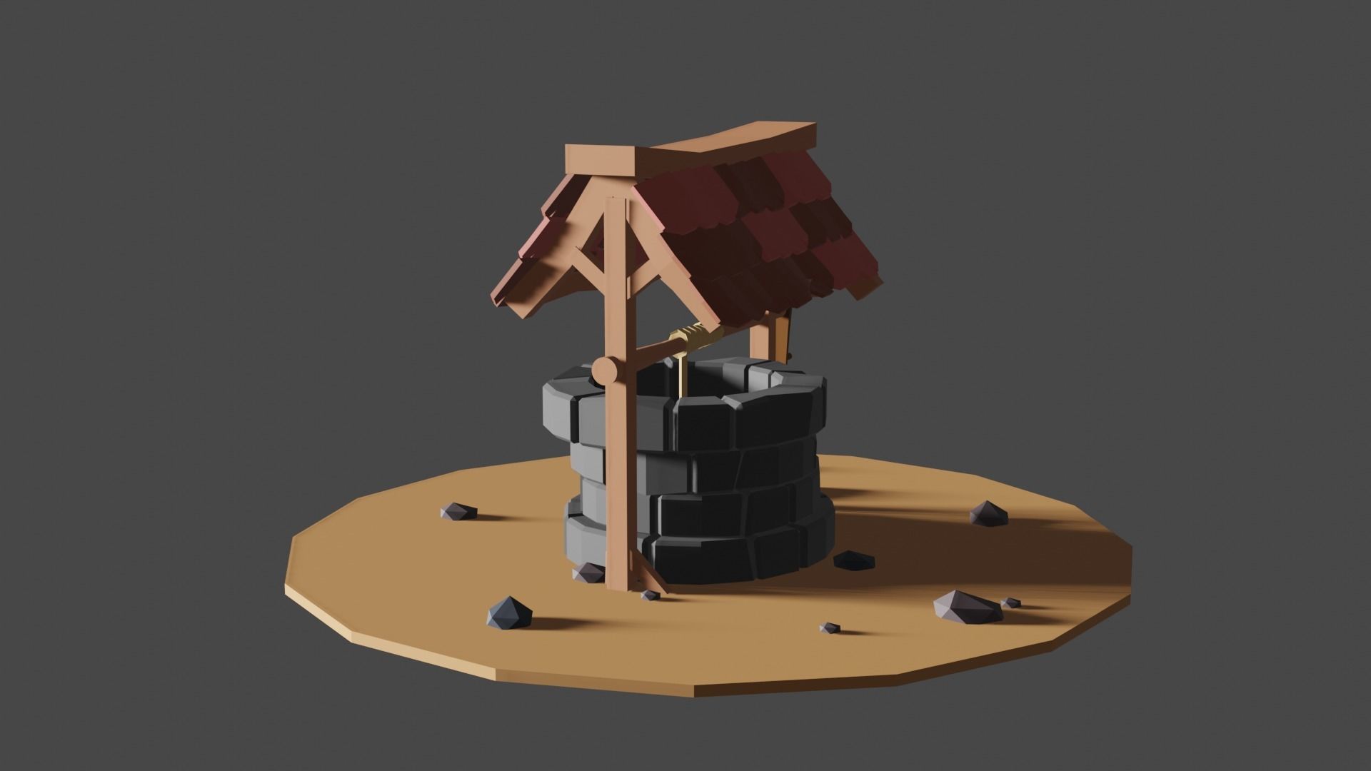 low poly well water Free low-poly 3D model_4