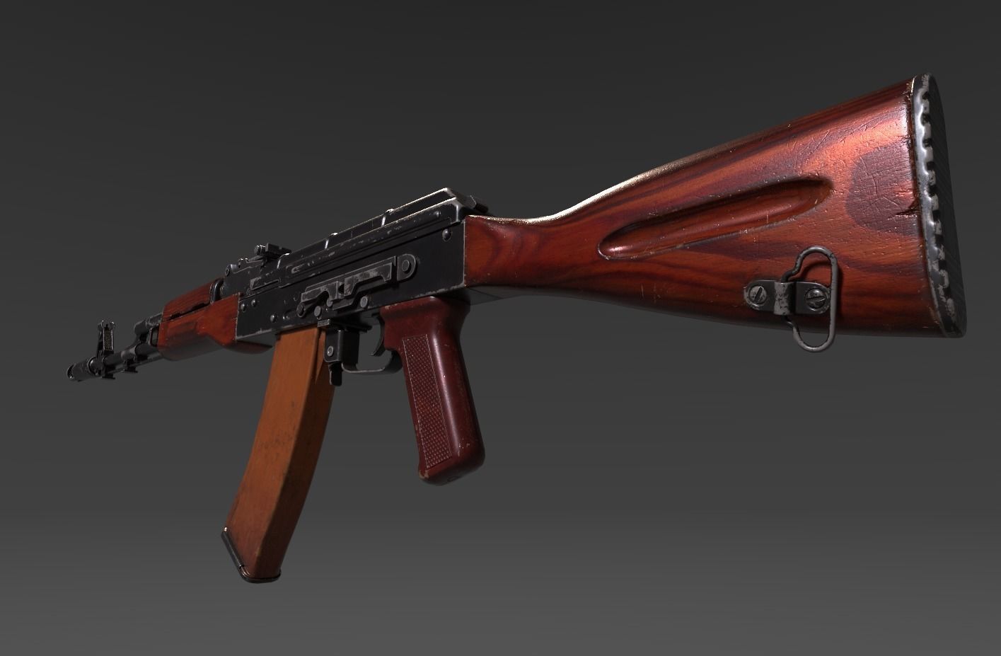 AK 47 Low-poly 3D model_9