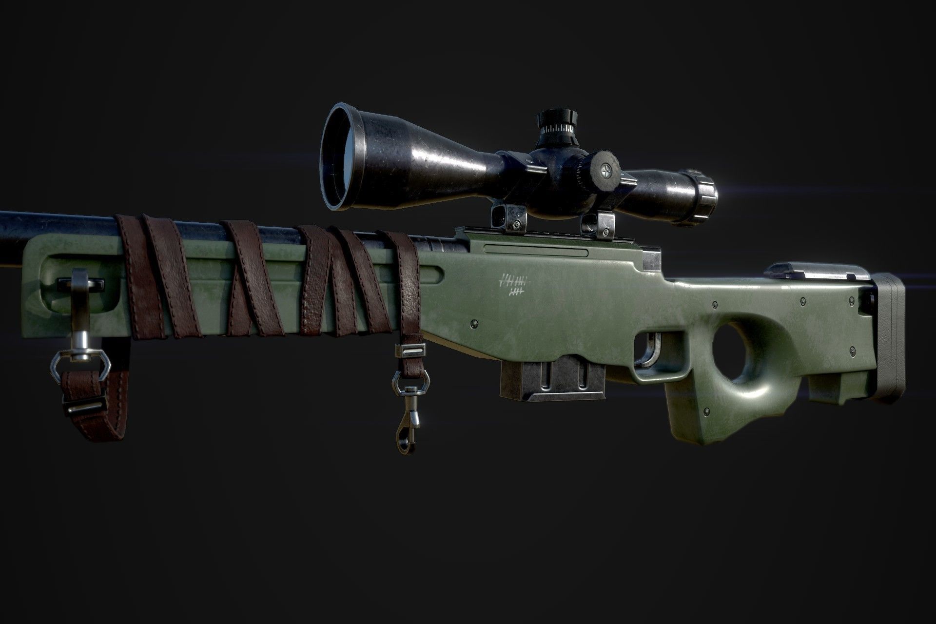 AWP Sniper L96 Low-poly 3D model_1