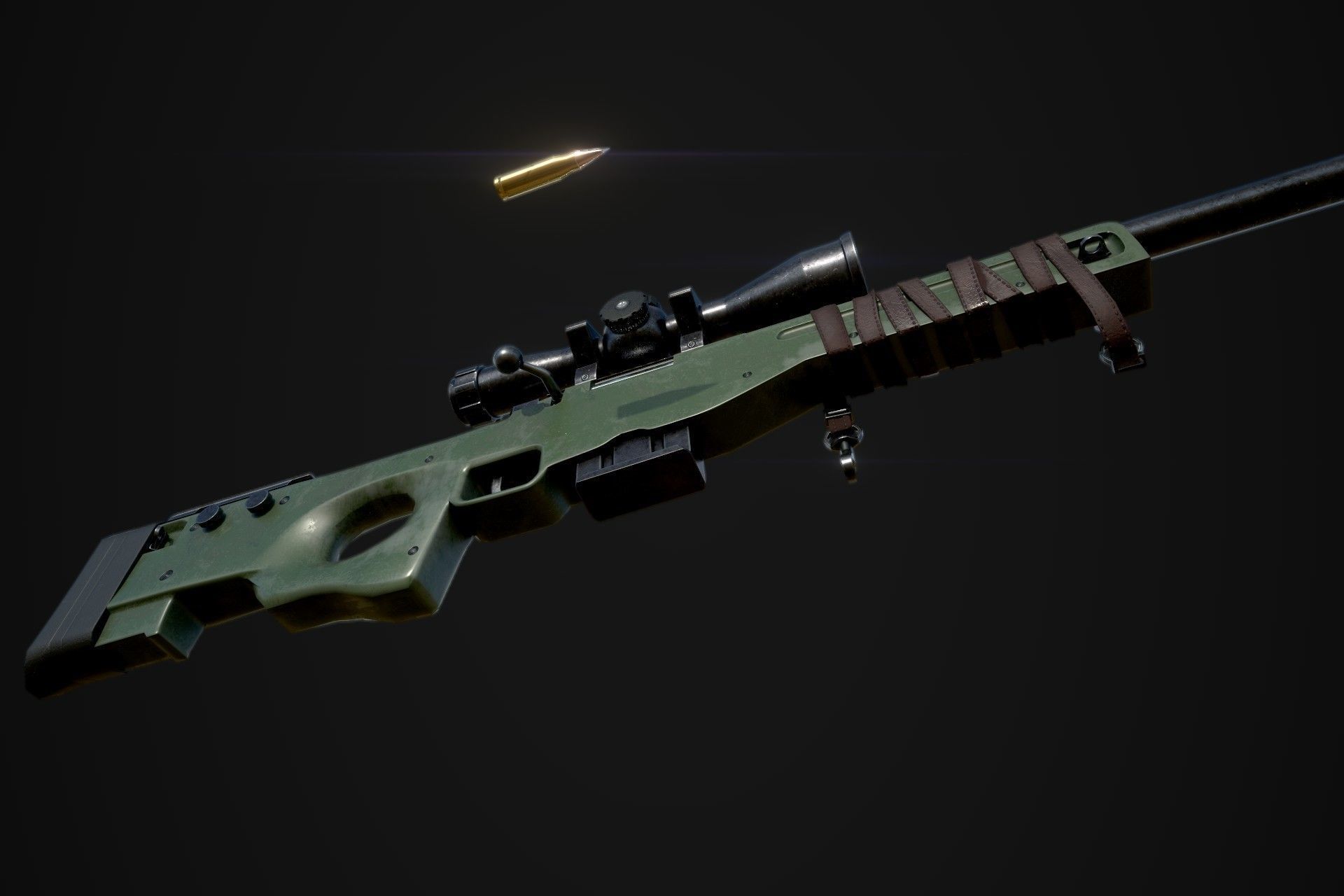 AWP Sniper L96 Low-poly 3D model_5