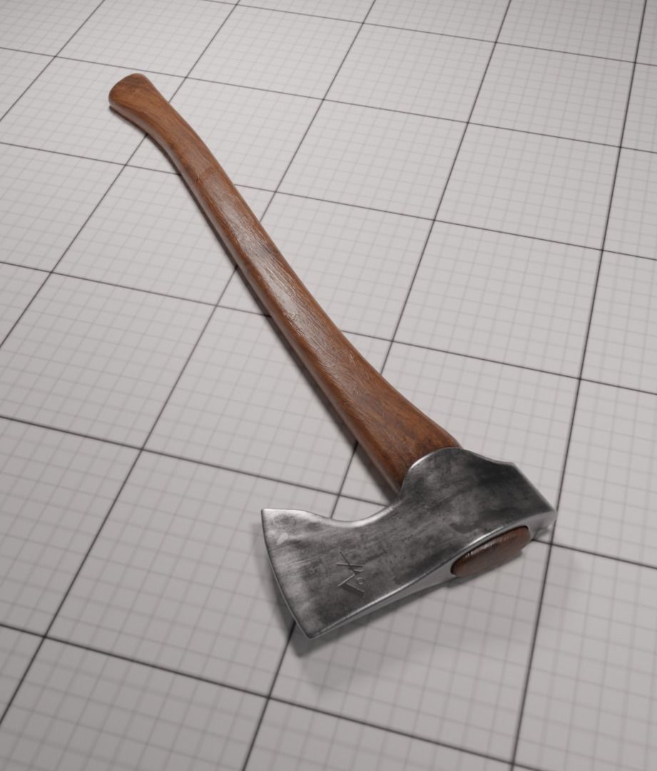 Wood Axe Low-poly 3D model_1