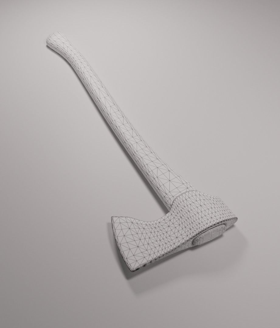 Wood Axe Low-poly 3D model_2