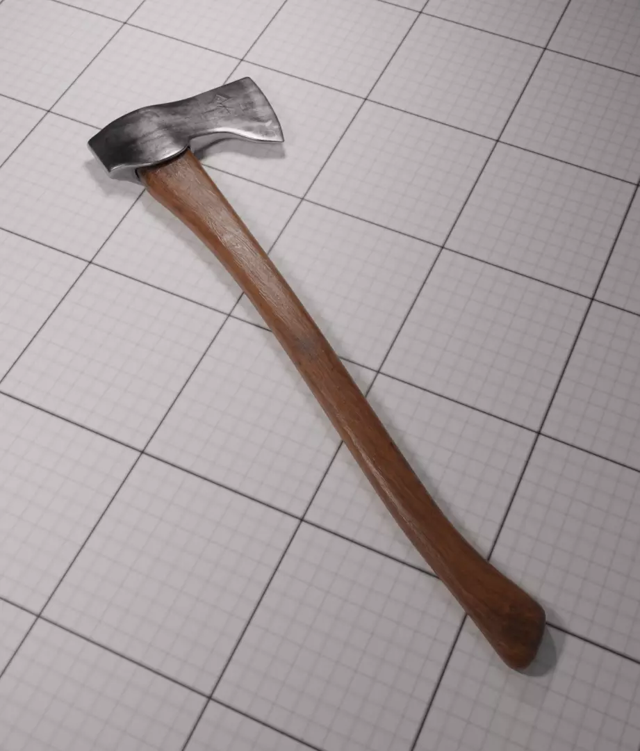 Wood Axe Low-poly 3D model_0